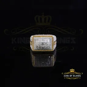 King of Bling's Men's/Womens 4.50ct VVS 'D' Moissanite Yellow 925 Silver Rectangle Rings Size 10