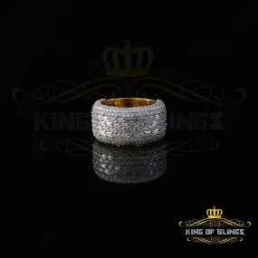 King of Bling's Men's/Womens Silver Yellow 6.00ct VVS 'D' Moissanite Baguette Stone Band Size 10