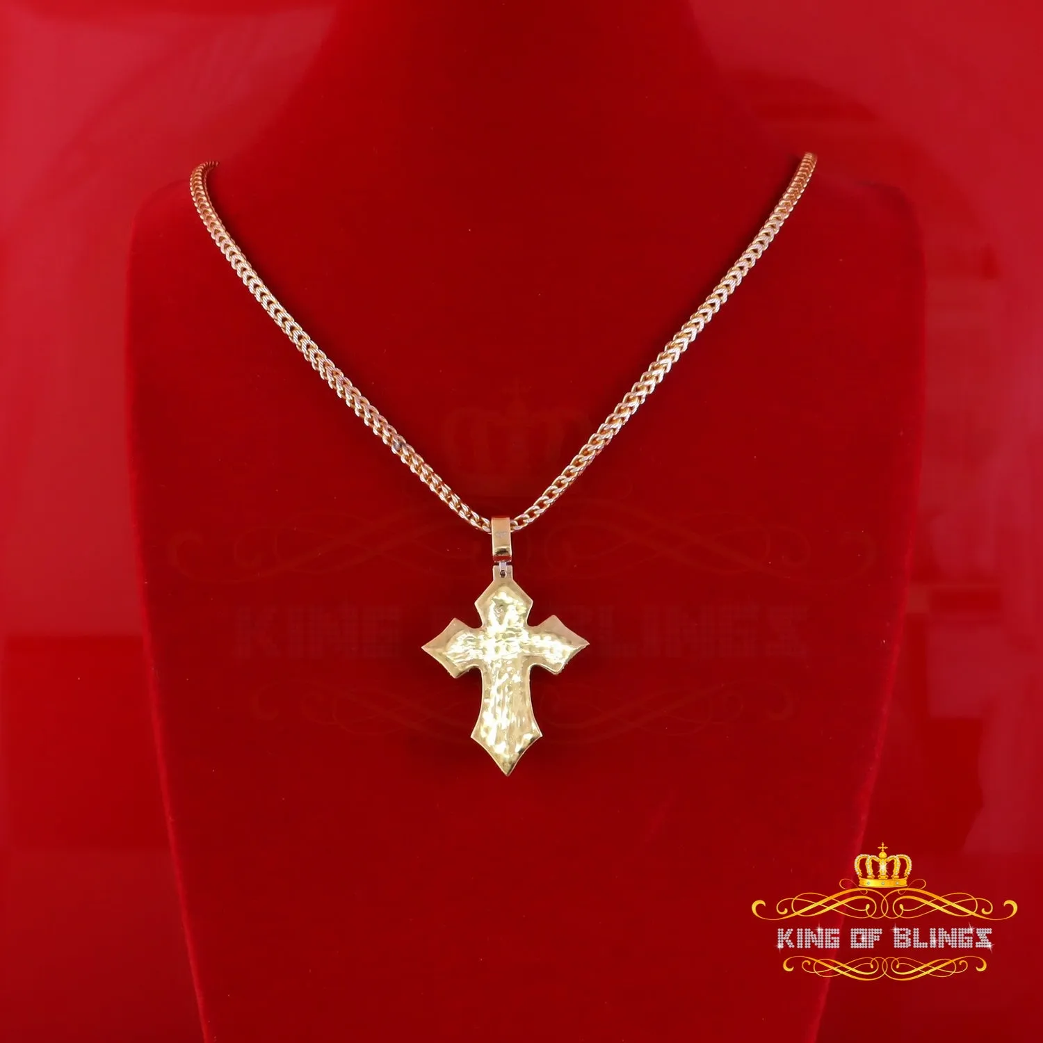 King Of Bling's Moissanite Men's & Women 7.50ct VVS D Sterling Yellow Silver Charm Cross Pendant