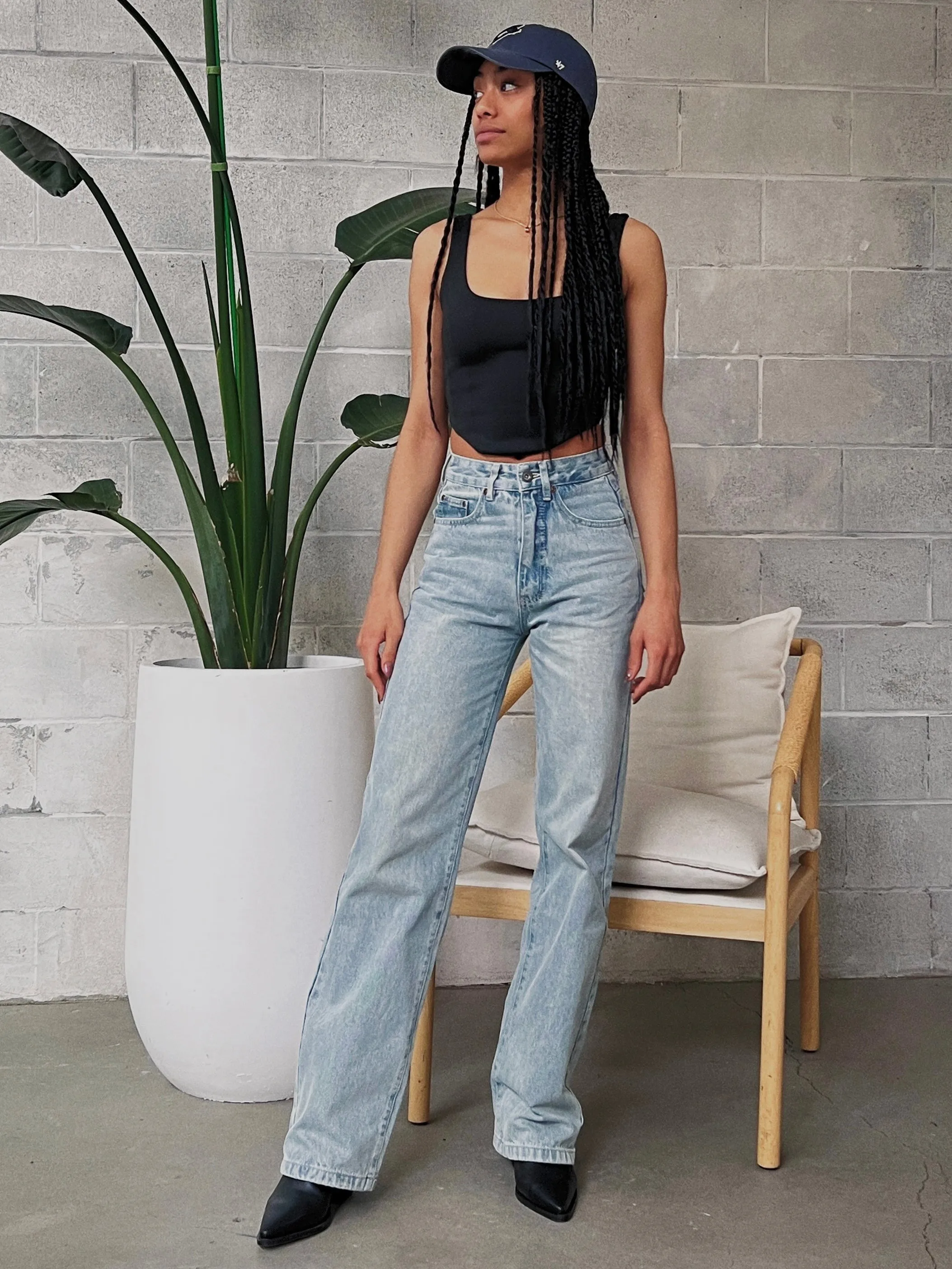 KUWALLA Wide Leg High Rise Denim