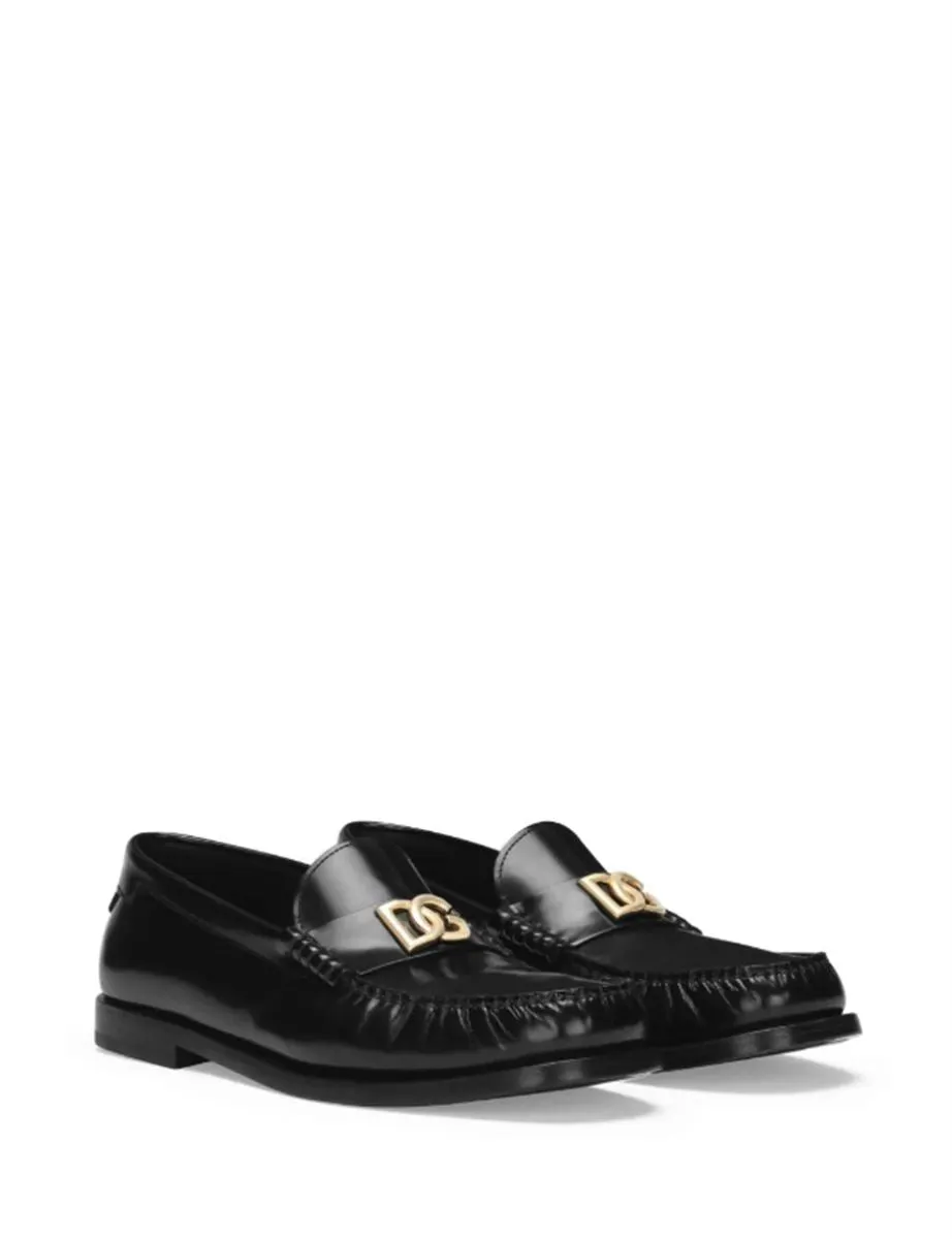 LOGO-PLAQUE LEATHER LOAFERS