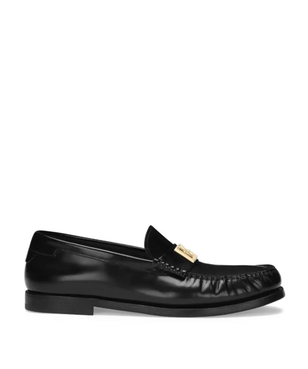 LOGO-PLAQUE LEATHER LOAFERS