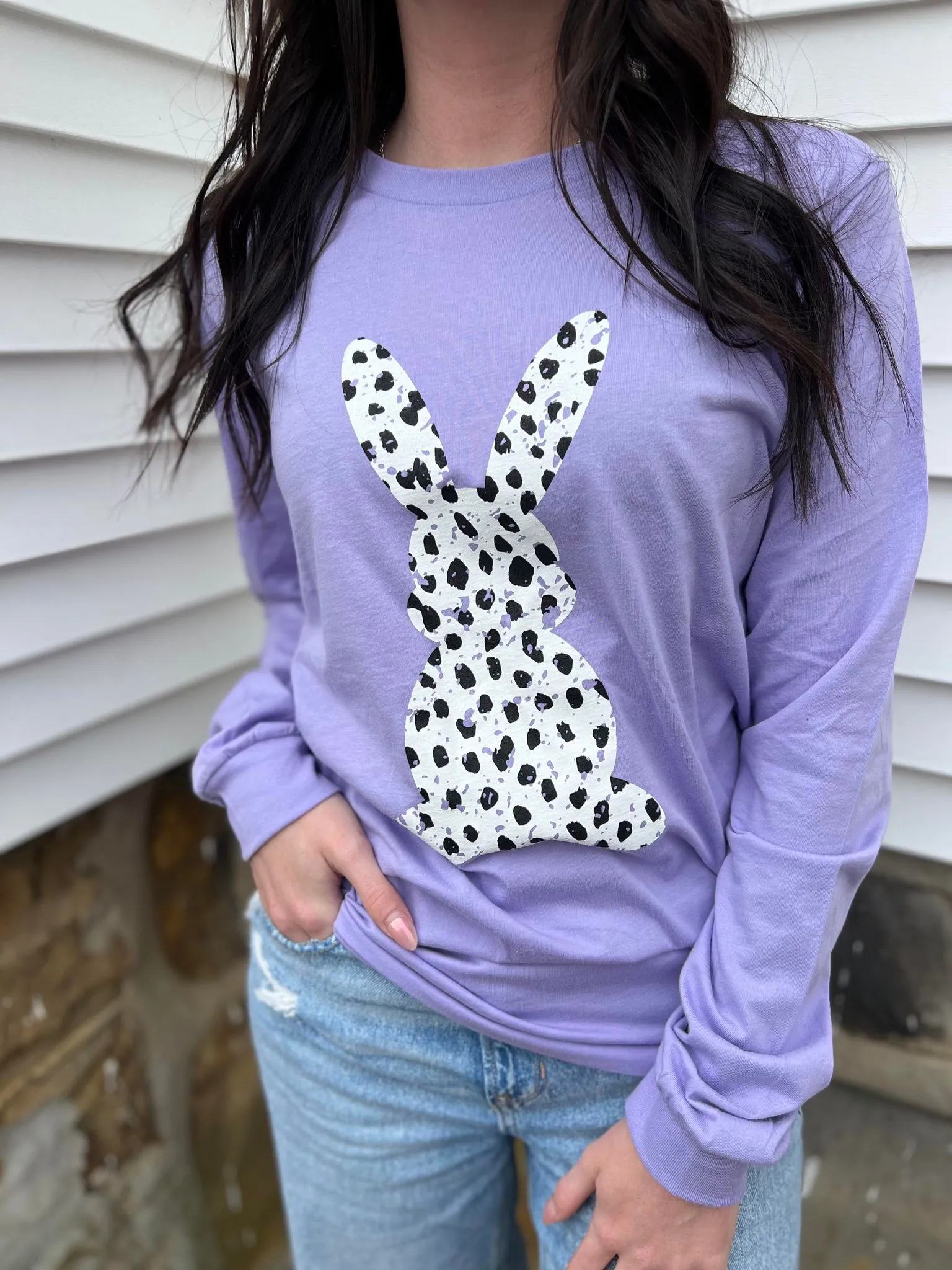 Long Sleeve Dalmatian Print Bunny Tee