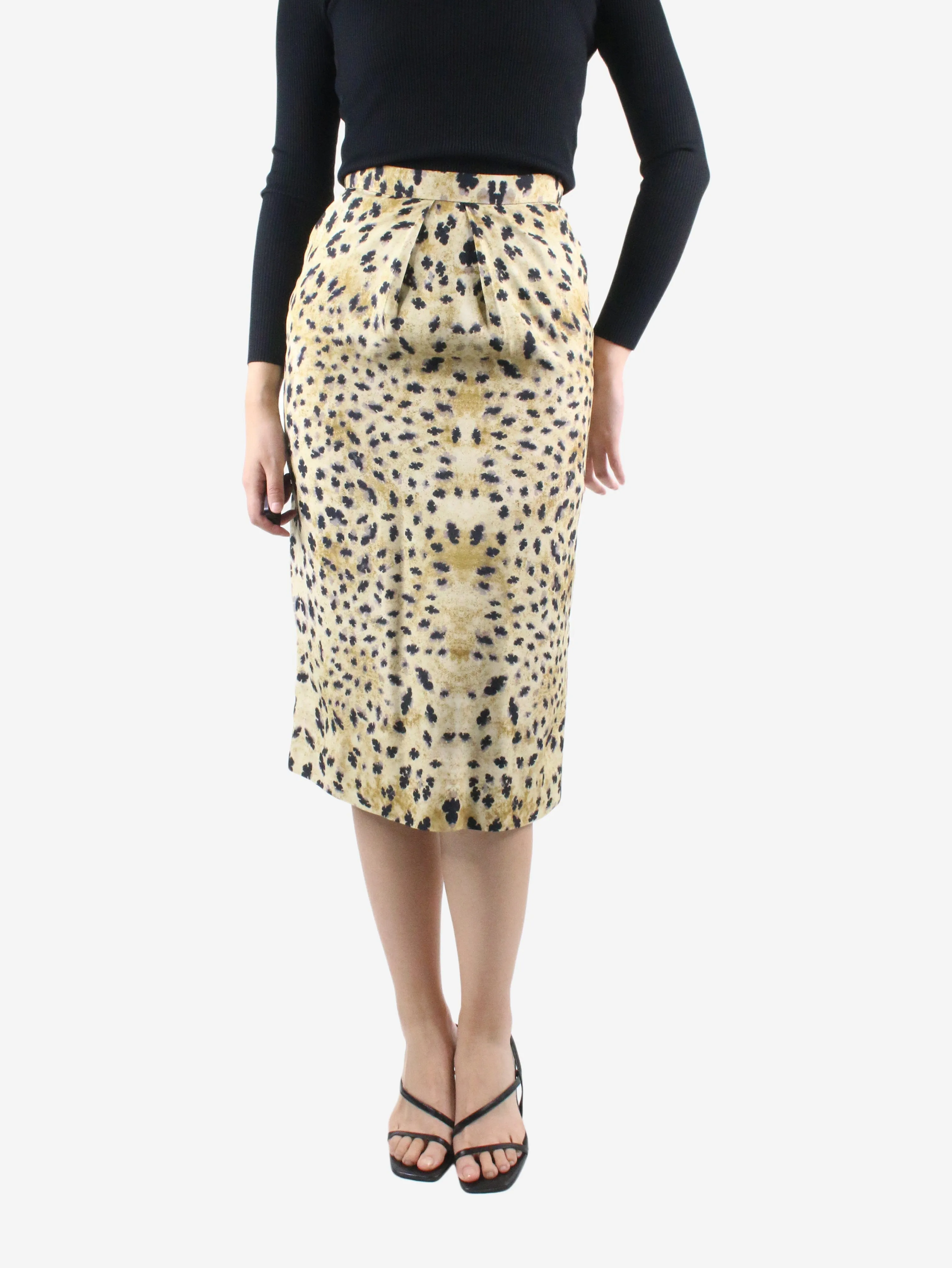 Neutral printed midi skirt - size UK 8