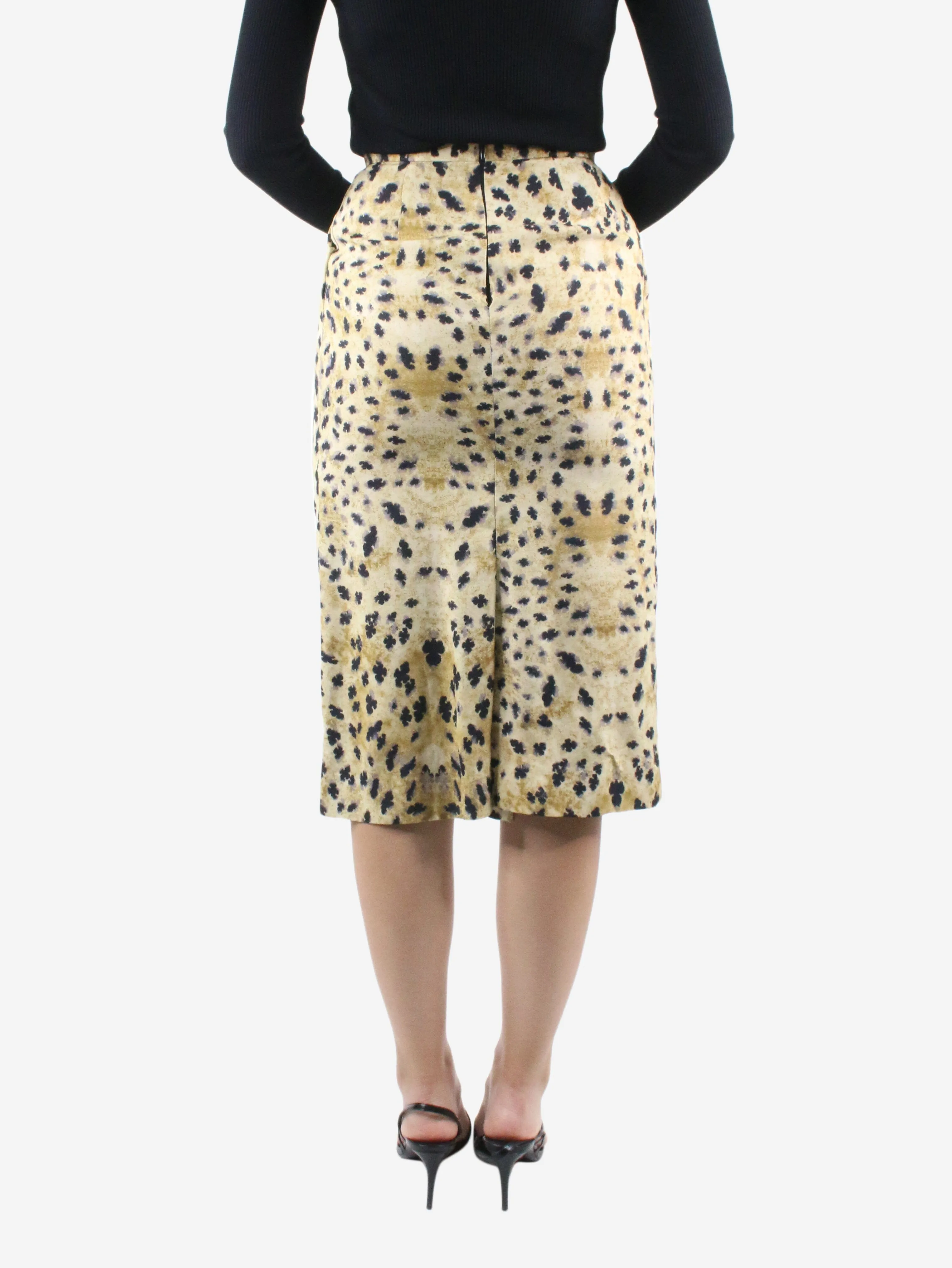 Neutral printed midi skirt - size UK 8