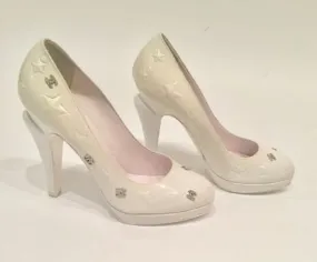 NIB New In Box Chanel 08A 2008 Autumn Fall White Patent Glitter Crystal CC Comete Stars Pump Platform Heels EU 40 US 9/9.5