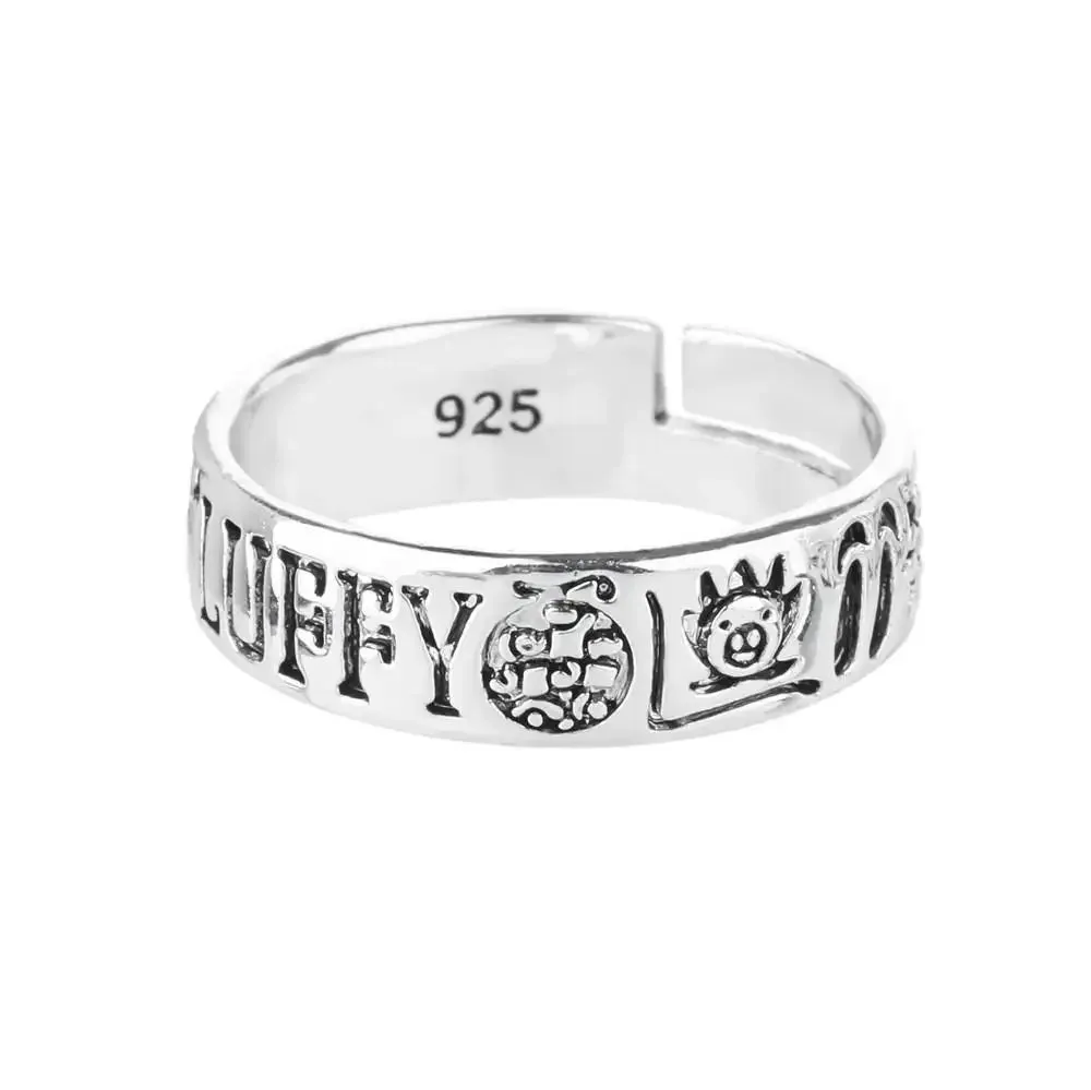 One Piece Ring for Men Monkey D Luffy Death Trafalgar Law Ace Metal Ring Halloween Cosplay Accessories Women Adjustable Ring