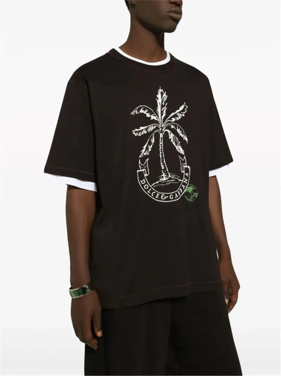 PALM-LOGO PRINT COTTON T-SHIRT