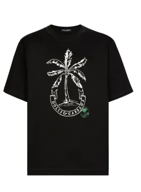 PALM-LOGO PRINT COTTON T-SHIRT