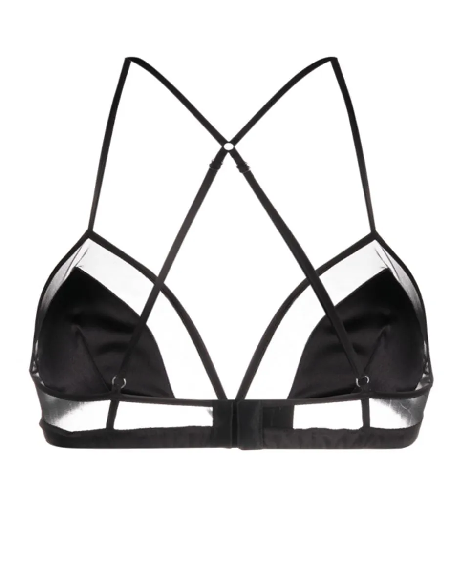 PANELLED TULLE SATIN BRA