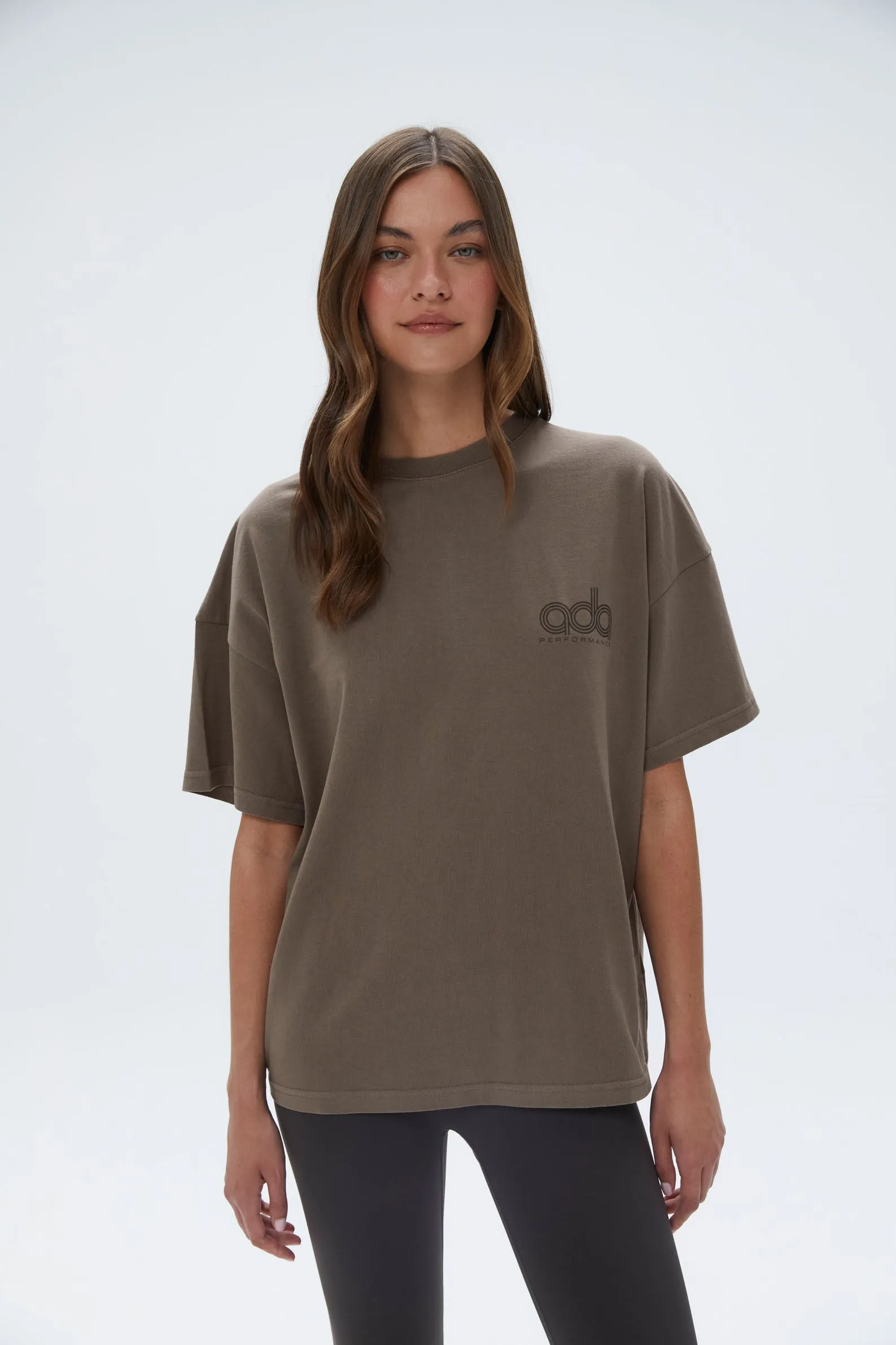 Performance Washed Short Sleeve Boxy T-shirt - Cocoa Brown