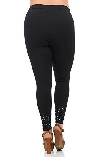 Rhinestone Embellished Ponte Leggings in Black