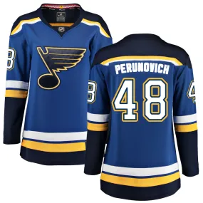 Scott Perunovich St. Louis Blues Fanatics Branded Women's Home Breakaway Jersey - Blue