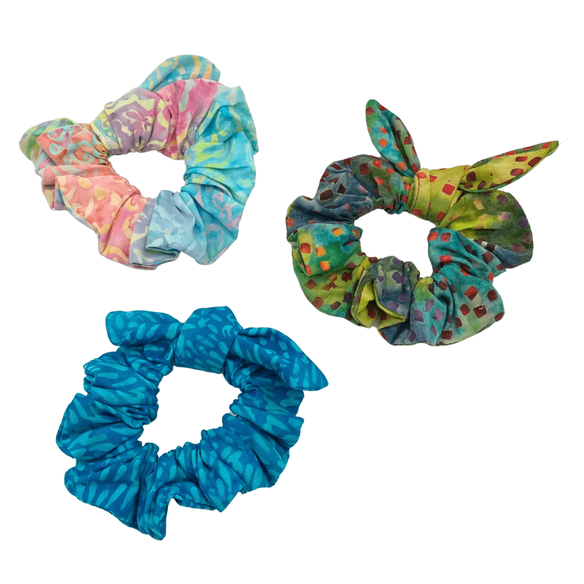 Scrunchies in Aqua Splash Batik