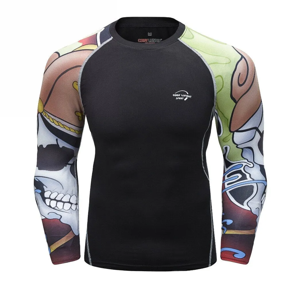 Skull Compression 'Tribal' Elite Long Sleeve Rashguard