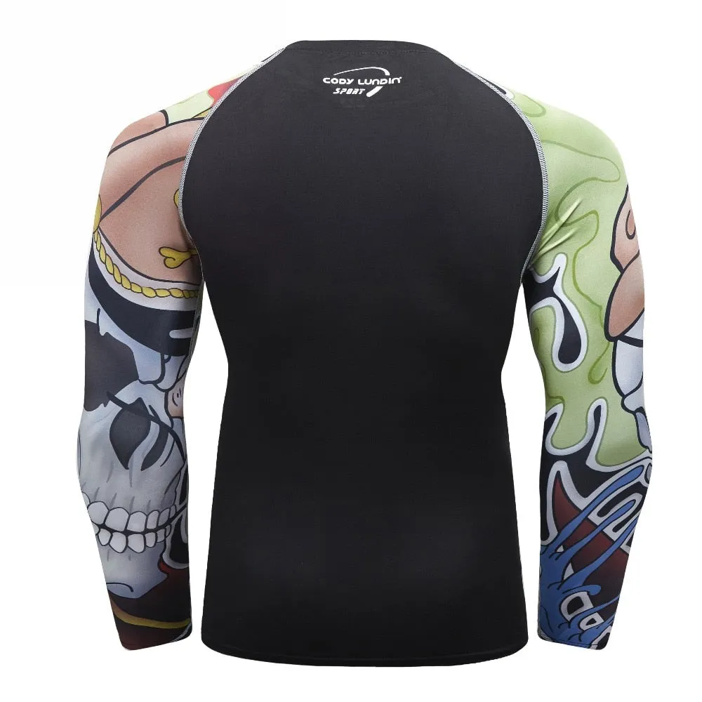 Skull Compression 'Tribal' Elite Long Sleeve Rashguard