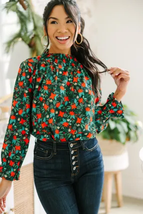 Tried And True Emerald Green Holly Ruffled Blouse