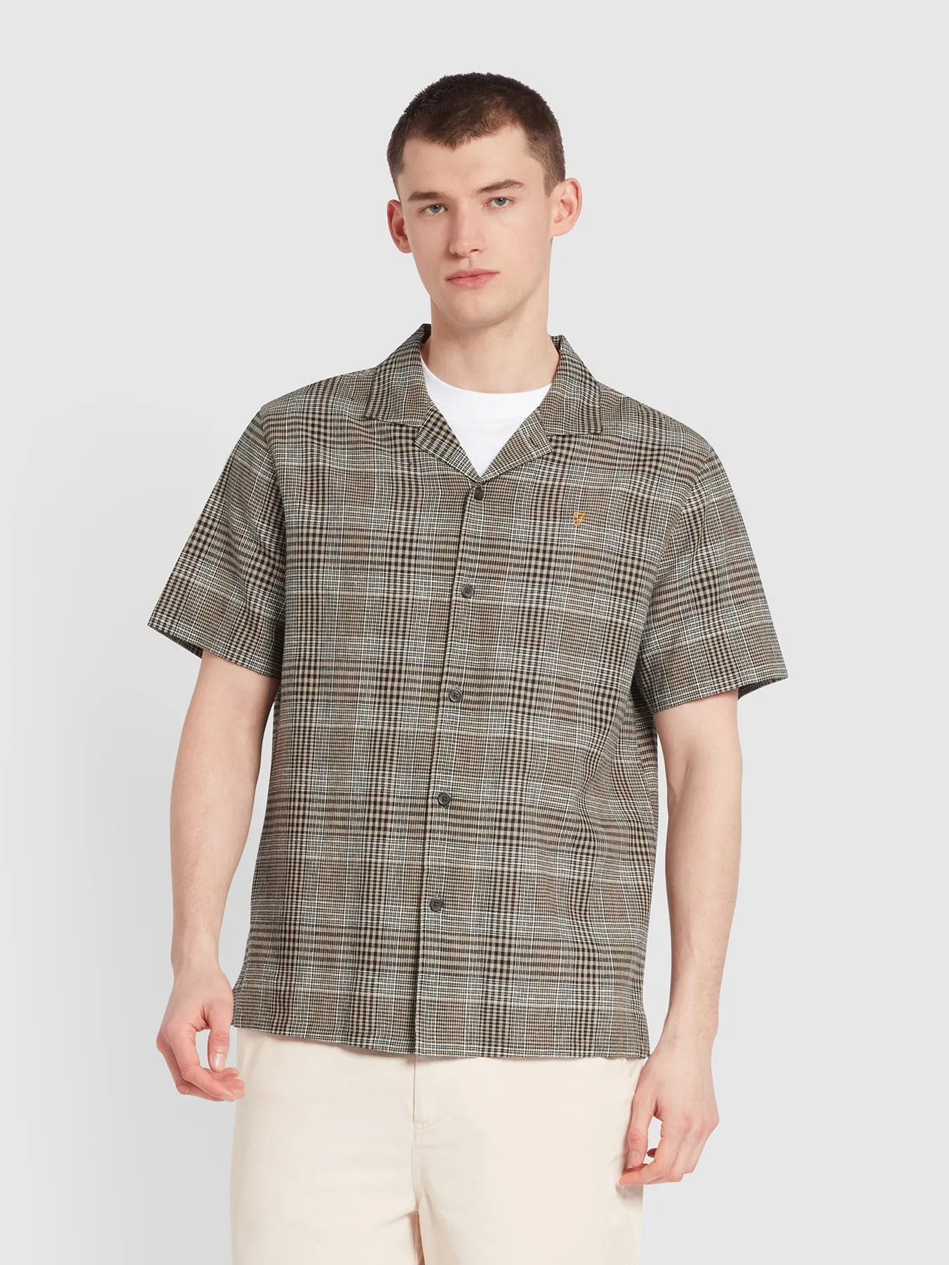 Yute Check Short Sleeve Shirt In True Khaki