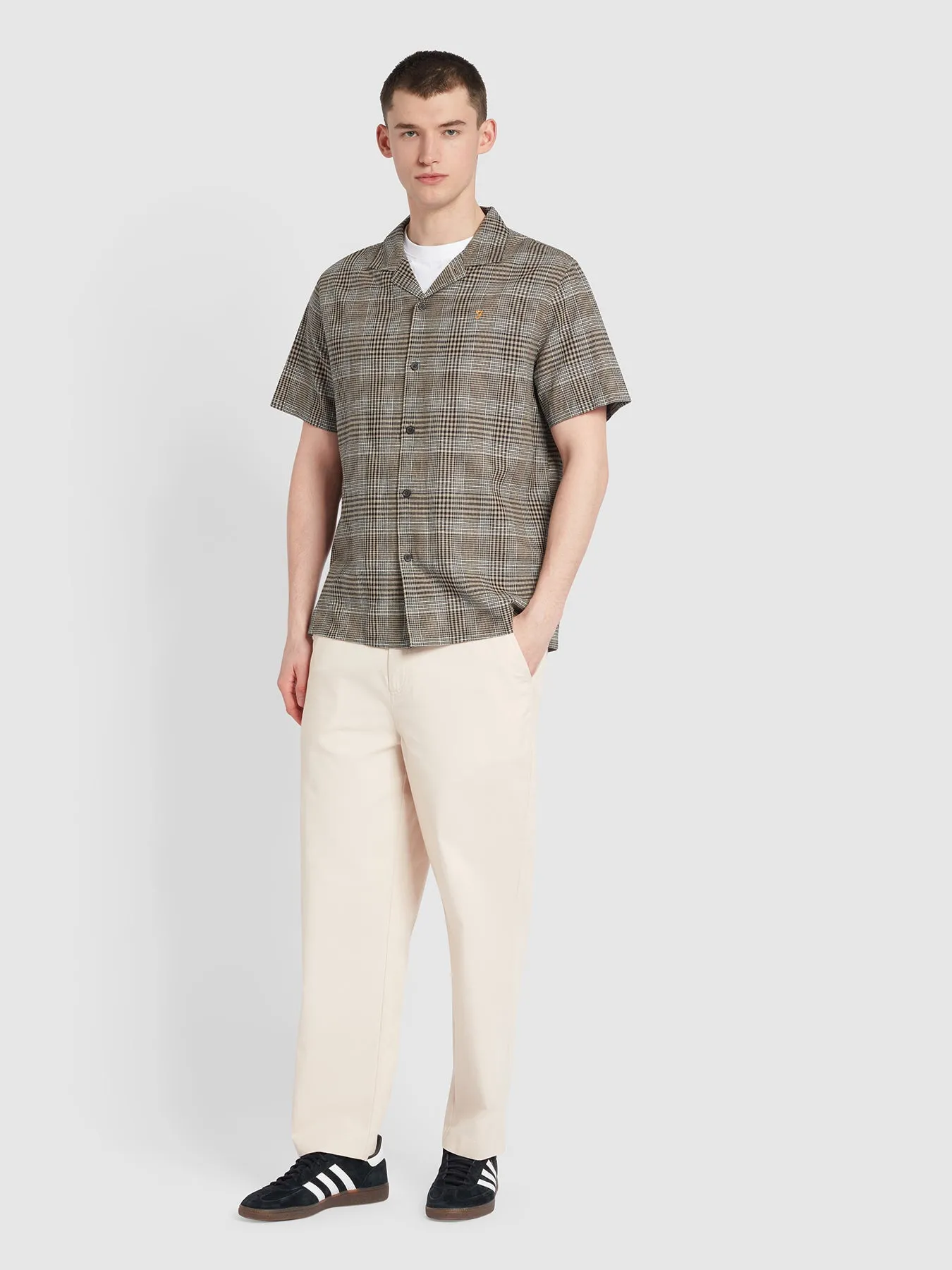 Yute Check Short Sleeve Shirt In True Khaki